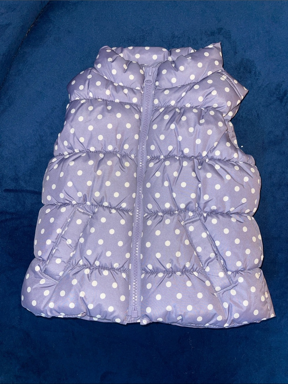 GAP Lavender and White Polka Dot Puffer Vest - Kids Pajamas